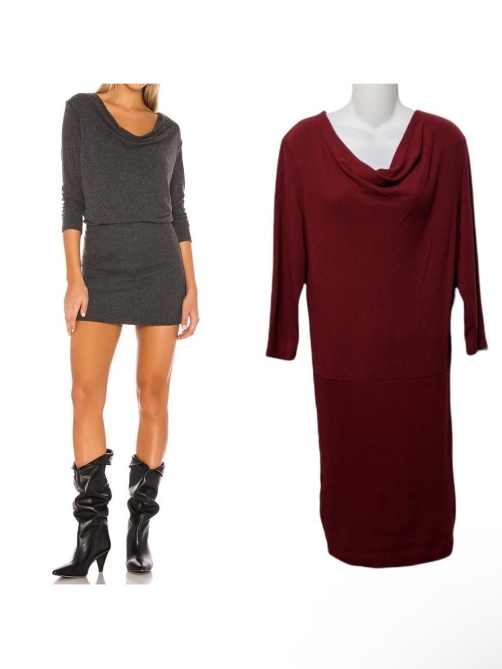 NWT MICHAEL STARS Cecile Cowl Neck Dress Redwood S
